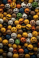 many halloween faces are arranged together in a pile generative ai photo
