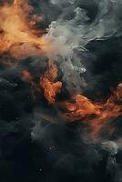 orange and black smoke floating in the air generative ai photo