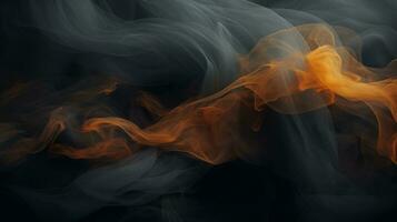 orange and black smoke on a black background generative ai photo