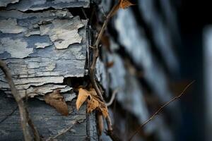 old peeling paint on the side of an old house generative ai photo