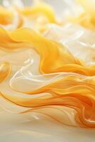 orange and white liquid flowing over a surface generative ai photo
