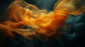 orange and blue smoke swirling in the air generative ai photo