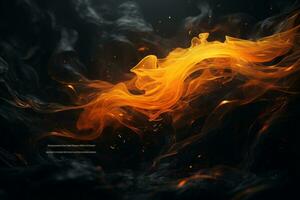 orange fire on black background generative ai photo