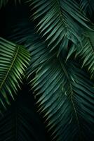palm leaves on a dark background generative ai photo