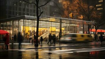 people walking in the rain generative ai photo