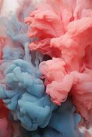 pink and blue ink in water on a white surface generative ai photo