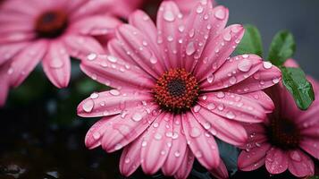 pink flowers with water droplets on them generative ai photo