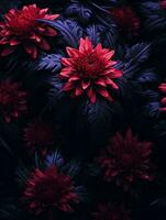 red and black flowers on a dark background generative ai photo