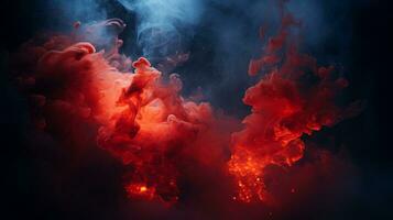 red and blue smoke on a black background generative ai photo