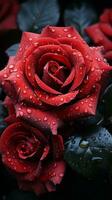 red roses with water droplets on them are shown generative ai photo