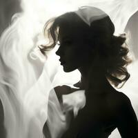 silhouette of a beautiful woman with smoke coming out of her hair generative ai photo