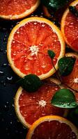 slices of grapefruit with drops of water on them generative ai photo