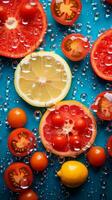 slices of tomatoes lemons and tomatoes are in water generative ai photo