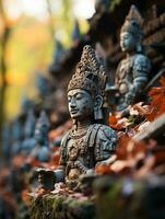 estatuas de Buda en un templo en bali Indonesia generativo ai foto