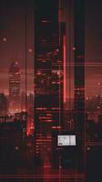 el ciudad es iluminado arriba a noche con rojo luces generativo ai foto