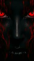 the face of a demon with red eyes generative ai photo