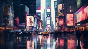 times square in new york city at night generative ai photo