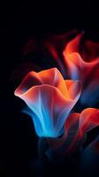 two red and blue flowers on a black background generative ai photo