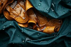 water droplets on the fabric of a blue dress generative ai photo