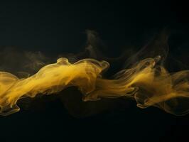 yellow smoke on a black background generative ai photo