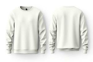 Set of white front and back view tee sweatshirt sweater photo