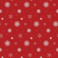 Winter seamless pattern. White doodle snowflakes on red background. Pattern for textile, fabric, card, wrapping paper, invitation, wallpaper, etc. Vector illustration