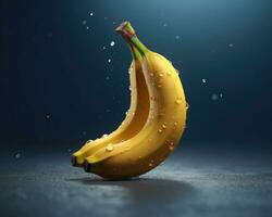 Fresh ripe bunch of banana fruit with water drops. Clipping path and full depth of field. AI Generated photo