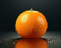 Closeup of whole and slice of Oranges fruit with orange leaves around. AI Generated photo