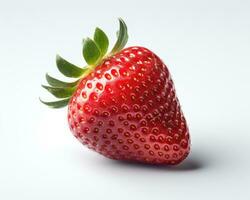 Strawberry with leaves. Ripe Strawberries Isolated on a white background. AI Generated photo