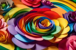 a colorful paper flower arrangement with many different colors. AI-Generated photo