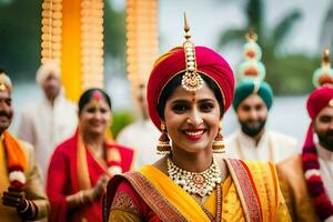 indio Boda en Delhi. generado por ai foto