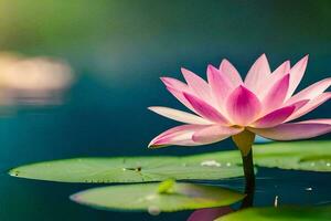 un rosado loto flor es flotante en el agua. generado por ai foto