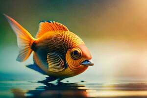 a fish with a big mouth is walking on water. AI-Generated photo