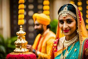 indio Boda en jaipur. generado por ai foto