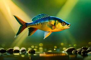 fish in the water with a spotlight. AI-Generated photo