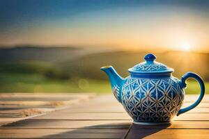 tea pot on the table. AI-Generated photo