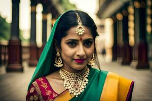 beautiful indian bride in traditional attire. AI-Generated photo