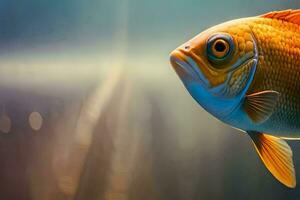 a close up of a fish with bright eyes. AI-Generated photo