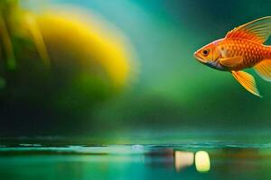 a goldfish is swimming in the water. AI-Generated photo