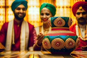 indio Boda fotografía en Londres. generado por ai foto