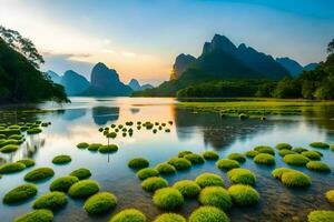 the li river in china. AI-Generated photo