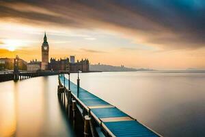 el grande ben reloj torre en Londres. generado por ai foto