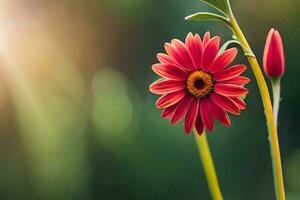 rojo flor en un verde antecedentes. generado por ai foto