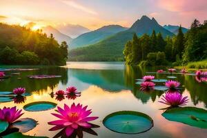 the lotus flower is a symbol of peace and harmony. AI-Generated photo