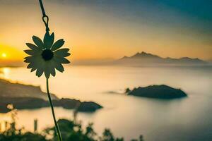 sunset, flower, nature, landscape, view, viewfinder, viewfinder, nature,. AI-Generated photo