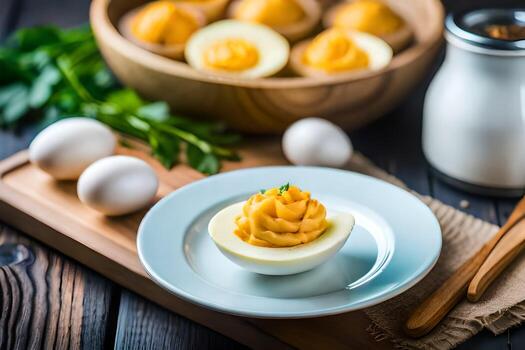 how to make deviled eggs. AI-Generated photo