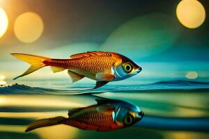 goldfish, reflection, the sea, the light, the fish, the reflection, the reflection. AI-Generated photo