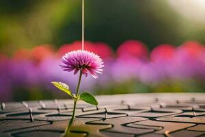 un flor creciente desde un neumático. generado por ai foto