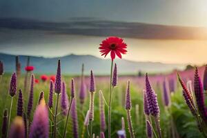 photo wallpaper the sky, flowers, the sun, flowers, the field, the flowers, the. AI-Generated