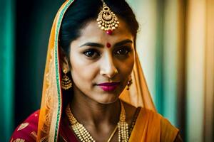 a beautiful indian bride in traditional attire. AI-Generated photo